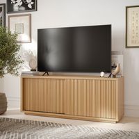 Beautiful Fluted TV Stand for TV’s up to 70” by Drew Barrymore, Warm Honey Finish - Walmart.com