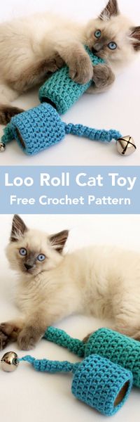 Toilet paper roll crocheted cat toy