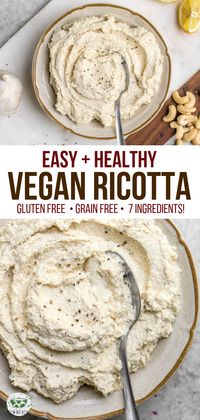 Made with only 7 plant-based ingredients, this Vegan Ricotta Recipe is easy, healthy, and delicious! Perfect for Lasagna, Stuffed Shells, and more. #veganricotta #dairyfree #glutenfree #plantbased #ricotta #vegancheese | via frommybowl.com