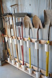 sing PVC pipes for shed tool organization