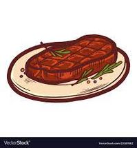 Cooked steak on plate icon hand drawn style Vector Image