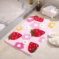 PRICES MAY VARY. MAIN MATERIAL: 100% Polyester Soft Cozy Strawberry Bathroom Rug Mat. STRAWBERRY BATHROOM RUGS SIZE: 20" X 31.5"(1.6' X 2.6')(50CM * 80CM),Unique flowers and strawberry design.perfect home decor. SUPER SOFT AND COMFORTABLE: This Pink Cute Strawberry Bath Rug Mat, super soft absorbent breathable, and the bottom of the Non-slip TPR can prevent the carpet from sliding. The super soft Durable Thick Plush, comfortable and skin-friendly material creates an incredibly soft foot feel. Ta