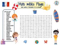 Here is a free printable Beach word search in french for use at home or in school. Your students will enjoy looking for all of the fun French beach and summer vocabulary words hidden in this puzzle worksheet.