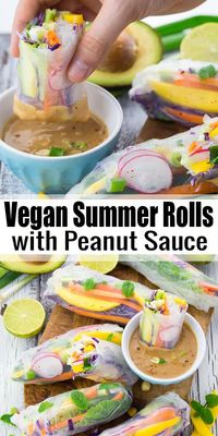 These vegan summer rolls with mango and mint are the perfect light dinner for hot summer days. They're healthy, fresh, low in calories, and super delicious! Oh, how I love healthy vegan recipes like this one!