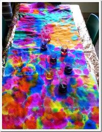 Do this with eye droppers, fabric dye and a table cloth with the kids.