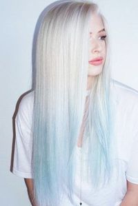 platinum with pastel blue tips ombre