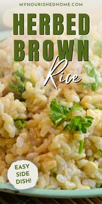 This easy herbed brown rice side dish recipe is rich, flavorful, and perfect for meal planning. Simply double the recipe and save half to make our healthy vegetable fried rice later in the week. This brown rice is seasoned well, cooked in stock, and the addition of fresh herbs makes it complete.