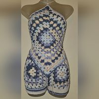 Woman's Crochet Granny Square Shorts. Drawstring Waist For Adjusting. Size: Small