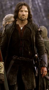 Pic of aragorn and the top of legolas' head.