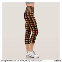 Orange #basketball On Black, Waist Capris #leggings