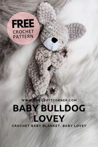 FREE crochet pattern – Baby lovey, Bulldog | Swecraftcorner