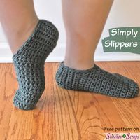 Give the gift of warmth this holiday season with Simply Slippers! This easy, crochet slippers pattern comes in 4 adult sizes from small through xl. It's made in bulky yarn, so it works up really quickly. Make a pair for everyone on your list (and don't forget one for yourself too!)    #crochet #freepattern #freecrochetpattern #pattern #slippers #holiday #christmasinjuly #easycrochetslippers #crochetslippers #howtocrochetslippers #crochetslipperspattern #lionbrand #colormadeeasy #stitchesnscraps