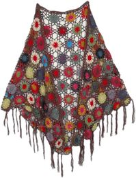 Brun Hand Crochet Triangle Poncho Stole | Scarf-Shawls | Brown | Crochet-Clothing, Handmade