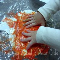 Painting With Plastic Wrap - Teaching 2 and 3 year olds