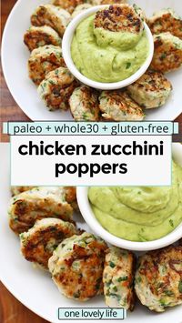 Paleo & Whole30 Chicken Zucchini Poppers - These chicken zucchini meatballs are so easy and delicious! Perfect for meal prep and clean eating! // keto meatballs // paleo meatballs // chicken meatballs // paleo appetizer // paleo meal prep// meal prep lunch // meal prep recipe // Whole30 dinner // keto dinner // low carb dinner // paleo chicken meatballs // whole30 meatballs // healthy dinner recipe