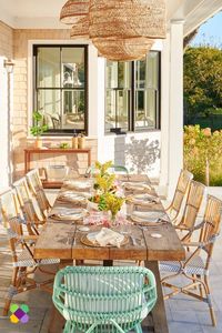 Host an outdoor dinner with rustic charm using wooden and rattan accents. Shop patio seating, outdoor dining sets, statement lighting, and more from Wayfair.