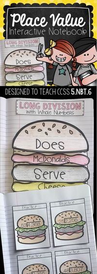 5th Grade Interactive Math Notebook: These Common Core Aligned Interactive Notebooks are designed to give a visual cues and practice problems to teach dividing whole numbers in fifth grade using DMSB.