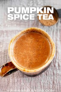 Chai Pumpkin Spice Tea Recipe - Make this with my homemade DIY pumpkin pie spice and learn which black tea to use! Warming hot spiced beverage, 5-minute beverage, cold season drink, breakfast beverage, tea time beverage, comfort drink, autumn beverage, fall beverage recipe, healthy drink, chai latte, www.MasalaHerb.com