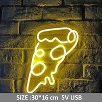 Pizza Neon Sign with Acrylic Plate 5V USB Powered Custom Neon Sign Pizza Sign Pizza Shop Store Wall Table Decor