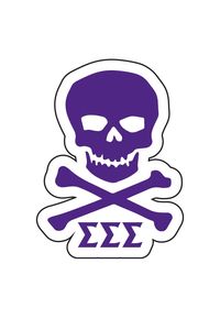 Skull Sticker – Purple & Pearls - Tri Sigma