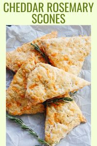 Looking for a savory scone recipe? Look no further than these delectable Cheddar Rosemary Scones. They are so tender, super easy and most importantly–delicious! #scones