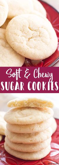 These soft and chewy sugar cookies are a Christmas cookie staple! This no-chill dough sugar cookie recipe is full of simple ingredients and comes together quickly! #cookies #christmas #sugarcookies #thanksgiving #fall