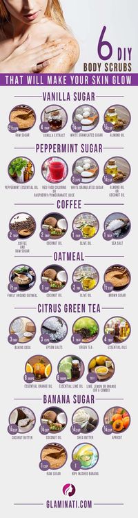 DIY Body Scrubs That Will Make Your Skin Glow And#8211; Infographic ★ See more: http://glaminati.com/simple-diy-body-scrubs/