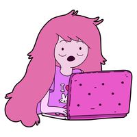 The cute Princess Bubblegum from the cool animated series Adventure Time looks very sleepy. Most likely, she spent all night at her pink laptop and now she needs to go to rest and sleep. The cartoon...