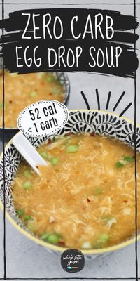 An almost no carb egg drop soup makes the perfect no carb meal or no carb dinner. Super filling and easy, this keto soup recipe is healthy, has 52 calories, and 0.6 net carbs. Gluten free, paleo, and low carb too.