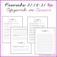 Copywork for Proverbs 31:10-31 in cursive-kjv