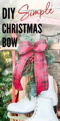 Grab your favorite wired ribbon and learn how to make an easy Christmas bow in minutes with our step by step directions. Plaid ribbon spruces up old window swags for an updated modern look. Simple tutorial shows you how to make bows in minutes. No stress and twisting ribbon. Just cut pieces and put together in a few easy step. Bows look great on Christmas décor, gifts and more.  Different styles of ribbon creates a completely new look for your home décor. DIY crafts are fun and simple.