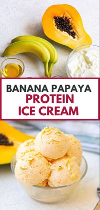 Indulge in the deliciousness of homemade Banana Papaya Protein Ice Cream made with ripe papaya, creamy Greek yogurt, and a boost of protein powder. This easy recipe is sweetened with a touch of honey and topped with crunchy cashews for the perfect guilt-free treat.