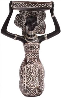 PRICES MAY VARY. [An ideal decoration with a thought] Lescafita African Design Tribal Black Lady Figurines with African Tribal Totem Candle Holders Status decoration enrich with African cultural aspects of spirituality. The Woman Decor with Candle Holder Sculpture is a combination of African cultural elements. It is not only providing another light source but also symbolizes hopes and endurance in human spirits. [Materials] The Craftsmen from Lescafita use handheld tools and environment-friendly