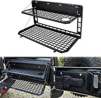 AL4X4 2-Tier Tailgate Table Rear Foldable Storage Cargo Rack Outdoor Camping Desk for 2007-2022 Jeep Wrangler JK&JL 4 Door (Not Fit JK Models with Stock Subwoofer)