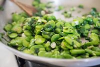 Fava Beans with Garlic, Green Onions, and Basil | Lefty Spoon