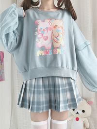 Bunny and Bear Mini Band Print Cute Top by Catwish