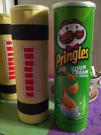 Pringles can made into a scream canisters!  Monsters inc birthday party prizes for the games!