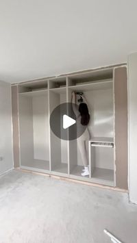 Gemma Markland on Instagram: "STEP BY STEP ⬇️

1. Measure the space and work out what size timber you will need. Get this cut at your local timber shop.

2. Create the base using 3x2s which you have had cut to size, then add a 12mm MDF panel to the top.

3. Build your pax frames and add them on top of the base. 

4. Add 12mm MDF to each side and to the top to fill in all the gaps and create the fitted look.

5. Caulk, prime and paint all the MDF.

6. Add the doors and prime and paint these too!

7. Finish with some beautiful handles ✨

Viola! There you have some fitted wardrobes that look luxury for a fraction of the price.. you’re welcome 🤪

Gemma xx"