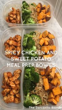 Spicy Chicken and Sweet Potato Bowls - Can use any Veggies you like for an easy Sheet Pan Dinner and perfect for Quick Meal Prep