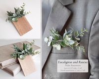 Eucalyptus and Ruscus Wedding Floral Collection by Rustic Sweethearts, made with artificial greenery including Italian Ruscus, Seeded Eucalyptus, Silver Dollar Eucalyptus, and Spiral Eucalyptus.  🎕 About this collection: Inspired by eucalyptus, the Eucalyptus and Ruscus collection is a soft mix of artificial spiral eucalyptus, seeded eucalyptus, silver dollar eucalyptus, and Italian ruscus.  The handles are finished with jute.  There are no natural or preserved florals in this collection, making it an excellent choice for those with allergies. Perfect for Boho weddings and Farmhouse weddings.  Will stay beautiful for years to come, and can be given away as wedding gifts and used as home decor after the ceremony! 🎕 Wedding colors featured: Soft muted blue green greenery, muted tan jute. ?