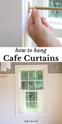 Learn how to hang cafe curtains easily, the hardware needed for cafe curtains, and where to buy cafe curtains, and what to look for when buying them!