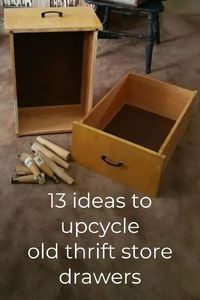 How to reuse old thrift store drawers. Creative upcycled drawer ideas to add more storage and decorate on a budget. #diy #drawer #upcycle #repurposed