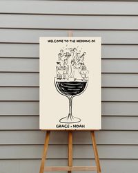 Hand Drawn Wedding Welcome Sign Template Wedding Illustrations Bride And Groom Welcome Signs Printable Sign Editable Wedding Decor Signage by loveinvitationco on Etsy