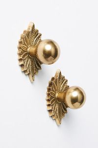 Set of two Tighten with care No additional hardware required Brass Imported | Demeter Knobs, Set of 2 by Anthropologie in Brown, Size: Small