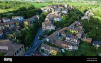 Download this stock image: Aerial view of Pecetto di Valenza village, Alessandria, Piedmont, Italy - 2X9FCM6 from Alamy's library of millions of high resolution stock photos, illustrations and vectors.