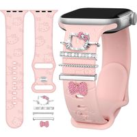 PRICES MAY VARY. Compatible Models：JR.DM Floral Engraved Band compatible with apple watch band 40mm 38mm 41mm 42mm 44mm 45mm 49mm, for Apple Watch Ultra/Apple Watch SE/iWatch Series 9, Series 8, Series 7, Series 6, Series 5, Series 4, Series 3, Series 2, Series 1. All iWatch Series Version. Note: Pls check the model on the back of your watch to select the correct size Perfect Charms Decoration Designed：JR.DM stylish apple watch band for women comes with 5 cute sparkle metal decorative ring loops