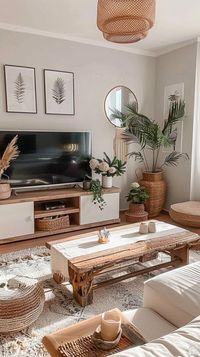 Sanfte Töne: Boho-Chic Wohnzimmer in Beige und Grau – Haus- & Gartentrends