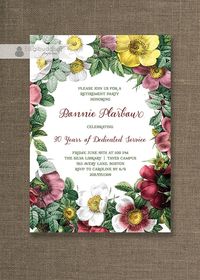 Vintage Botanical Floral Retirement Party Invitation by digibuddhaPaperie, $20.00