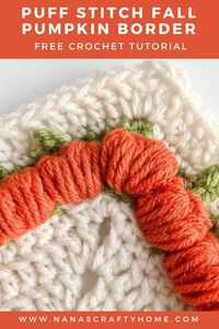 The Pumpkin Stitch Border is a free crochet tutorial by Nana's Crafty Home! This is the perfect border for blankets and so much more! The is a simple border to make and brings in the feelings of fall in it.