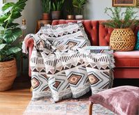 PRICES MAY VARY. ❤️ Reversible Design: The throw blanket is crafted with a fine weave.Classic aztec geometric pattern,rich colors, traditional fringed edges evoking the handmade blankets from the Southwest.When used in the home, the western blanket can better bring out the personality of the home. ❤️ Multi-Function:It's good for interior decoration,you can use as sofa towel to protect sofa, keep your warm when in office or travel or use it during picnics and camping,or other outdoor activities.h